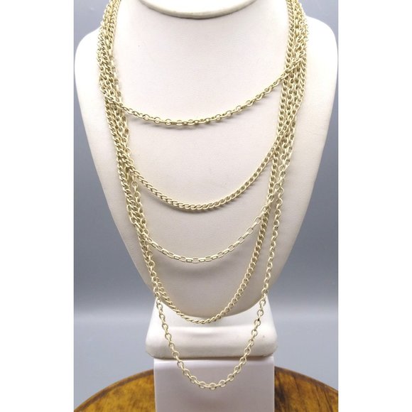 Vintage Napier Multi Strand Necklace, Five White Enamel Chains with Varying Link - Picture 1 of 3